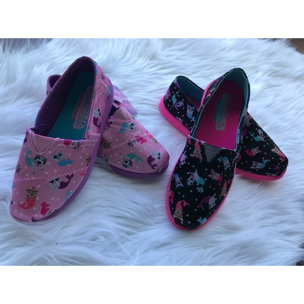 Sketchers Kids Slip-ons animal mermaid print 13 pink NWT